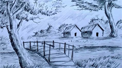 pencil drawings of scenery.
